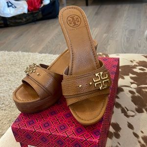 Tory Burch Nude “Elina” Wedge Sandals Size: 7.5